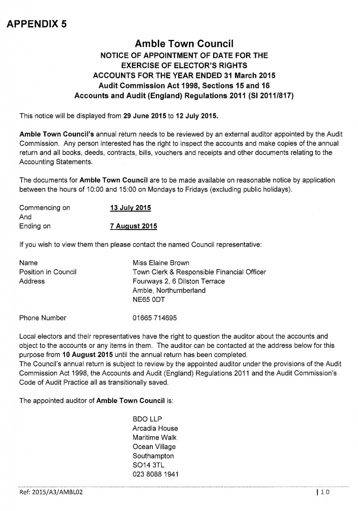 Annual notice of audit